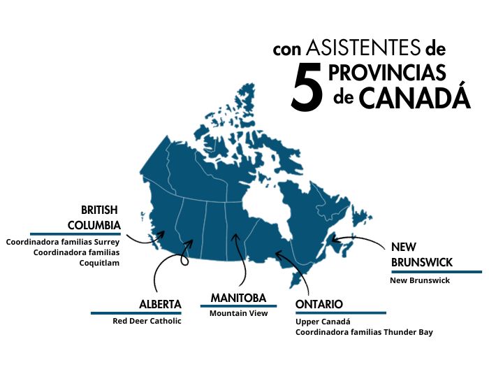 Mapa para evento en Canadá sobre los asistentes de 5 provincias