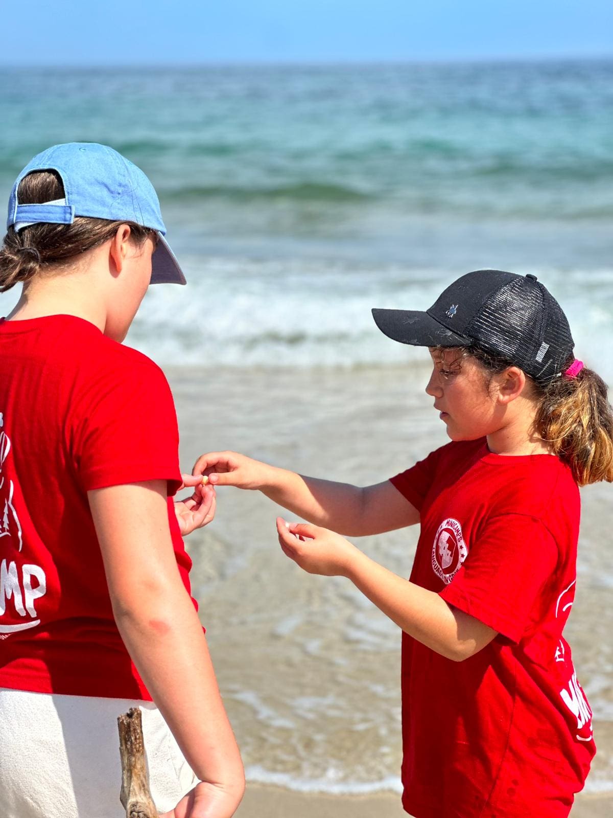 Chicos en campamento de verano en inglés reailzando actividades en la playa